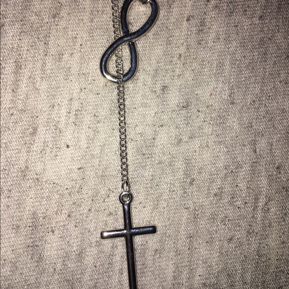 NWT infinity cross silver tone lariat necklace
