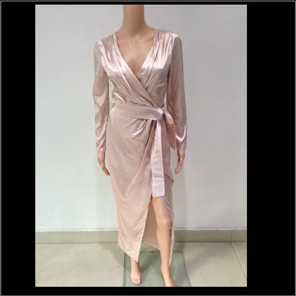 *SOLD* satin high slit dress - Picture 2 of 4