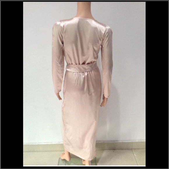 *SOLD* satin high slit dress - Picture 3 of 4