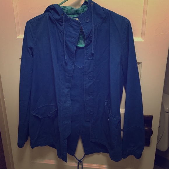Blue lightweight cotton parka