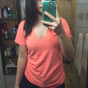 Neon pink Victoria Secret sleepwear v neck t shirt