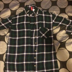 Longline Plaid Button Down