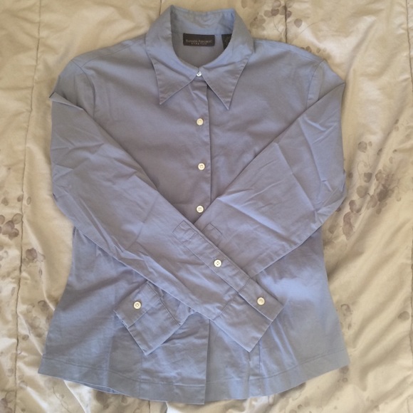 Banana Republic Blue-ish grey stretch poplin button down shirt