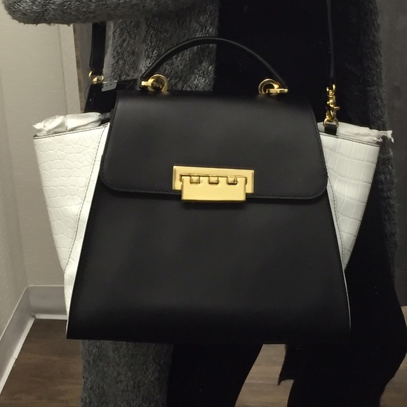 Zac Posen Croc Top Handle Eartha Satchel Bag - Picture 2 of 4