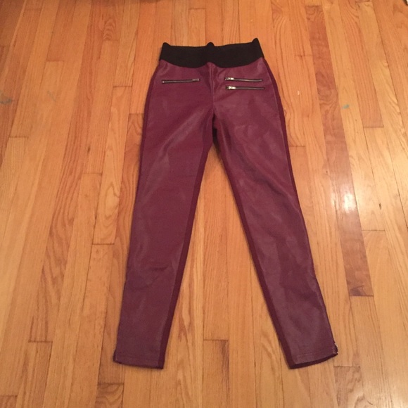 Pants with faux leather