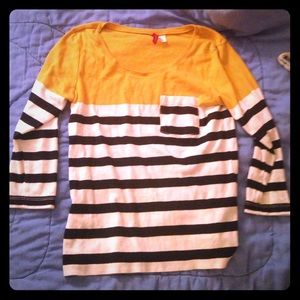 Preppy nautical striped tee, 3/4 sleeves