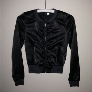Silky Black Bomber Jacket