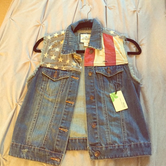 Denim American Flag vest - L