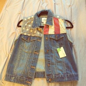 Denim American Flag vest - L