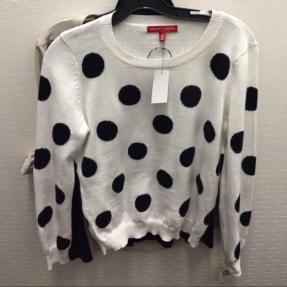 Saks Fifth Avenue Intarsia Polka Dot Sweater - Picture 2 of 2