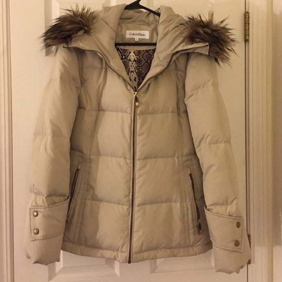 Calvin Klein Faux-Fur Hooded Puffer Down Coat