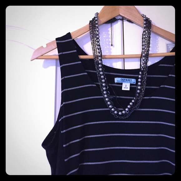 old navy black & grey striped maxi maternity dress