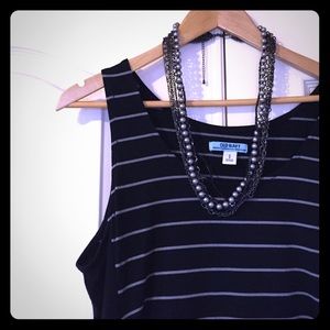 old navy black & grey striped maxi maternity dress