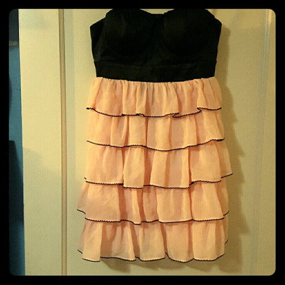 Pink and black mini dress