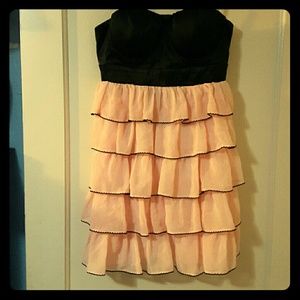 Pink and black mini dress