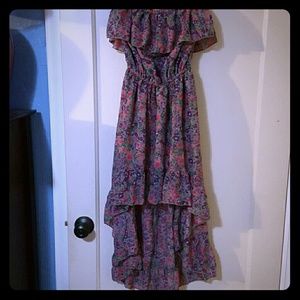 Strapless high low floral dress