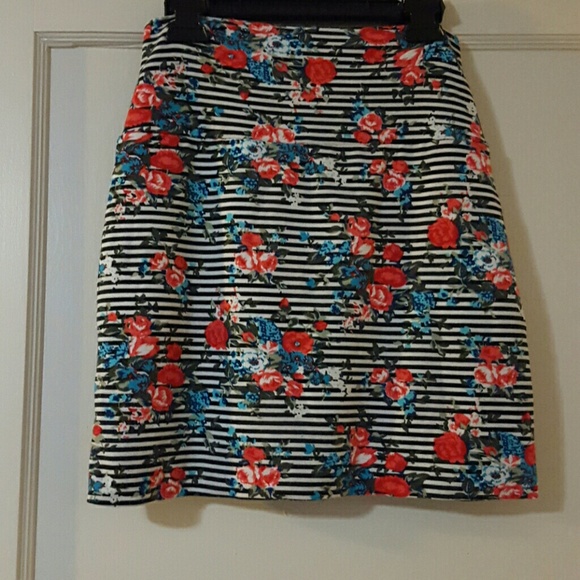 Striped floral skirt