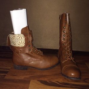Brown combat boots