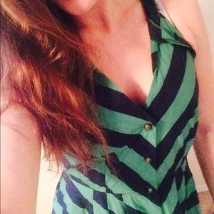 Anthropologie Dresses - Anthropologie Green and Navy Striped Dress Anthropologie Dresses - Anthropologie Green and Navy Striped Dress