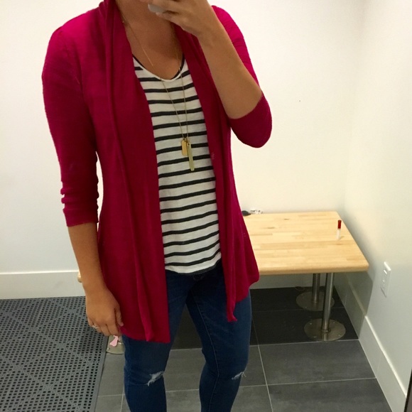 Anthropologie pink open cardigan