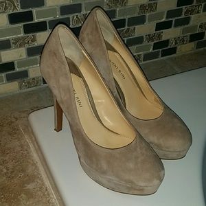 Beautiful Taupe Suede Platform Heels
