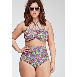 F 21 Tribal Caged 2 piece; high waist bikini