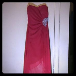 Red Prom dress with sequenced side.