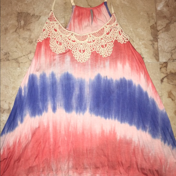 Tie-dyed with lace on the top tank top - Picture 1 of 1
