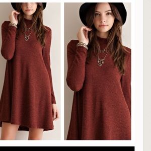 RUST LONG SLEVE A LINE DRESS