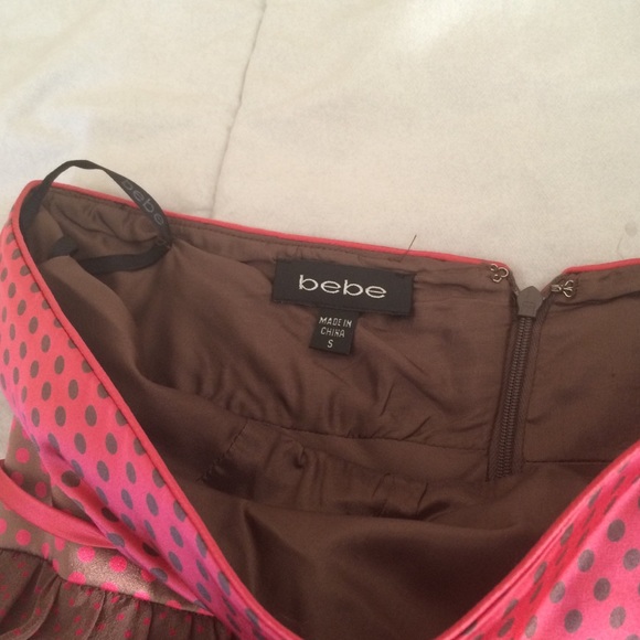 Bebe Strapless silk polka dotted cocktail dress - Picture 3 of 3