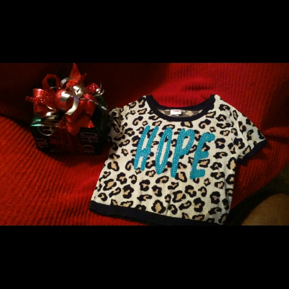 Leopard Print Bling HOPE Sweater - Picture 1 of 1