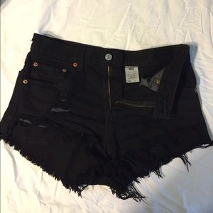 Black Distressed Denim High-waisted UO Shorts