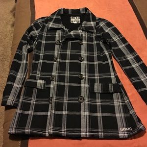 Billabong Black & White Plaid Peacoat