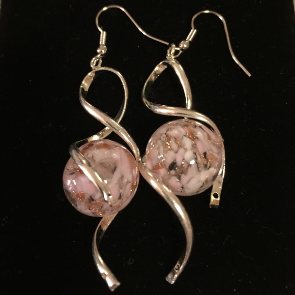 Murano Glass earrings in light pink and sterling