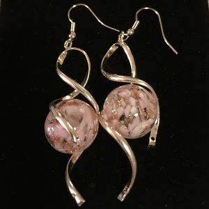 Murano Glass earrings in light pink and sterling