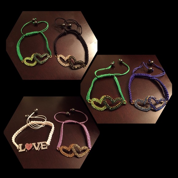 Rhinestone Heart & Love Bracelets