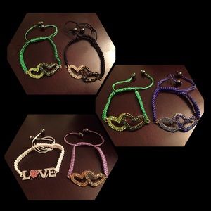 Rhinestone Heart & Love Bracelets