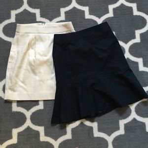 White and navy blue banana republic skirts