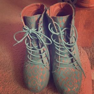 Teal laced bootie