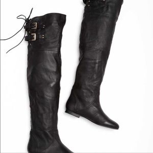 Jeffrey Campbell over the knee black leather boots