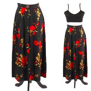 Vintage Floral Hippie 90s Skirt S M