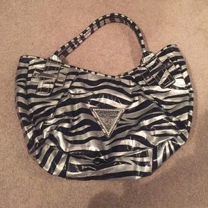 Guess silver zebra purse