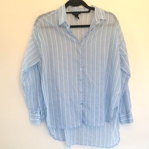 Blue and White Striped Button Top H&M