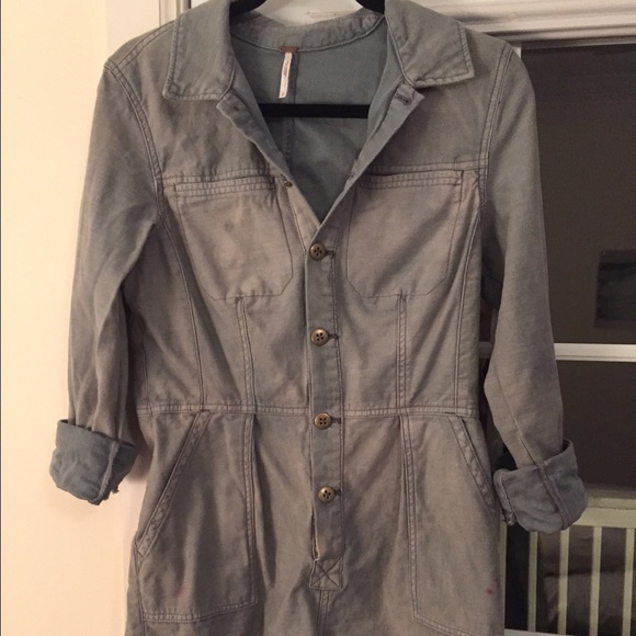 Faded denim jumpsuit