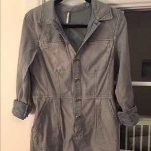 Faded denim jumpsuit