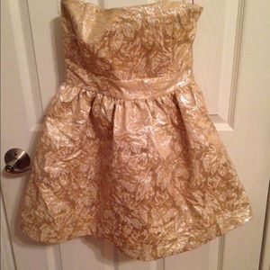 Staccato gold jaquard dress