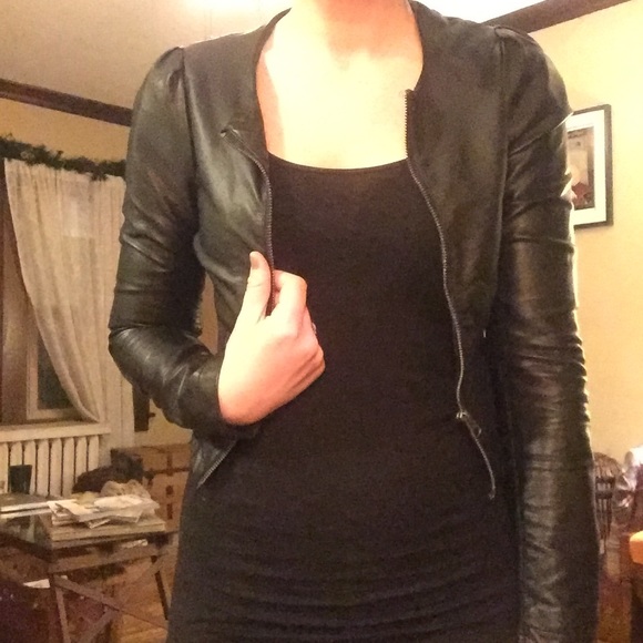 Black H&M faux leather jacket, size 4.