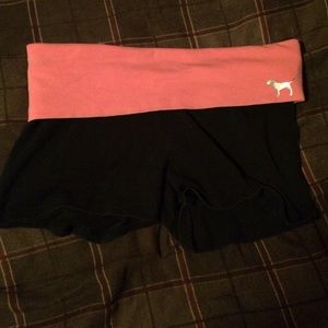 PINK yoga shorts.