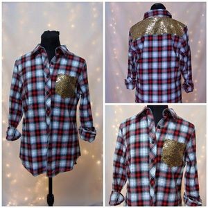 Red & Black Plaid Top