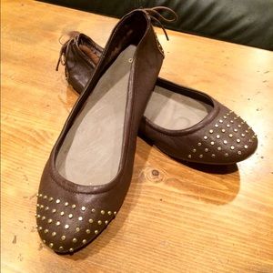 Chocolate Brown Flats w/ Gold Nail Heads from GAP